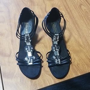 Black wedge sandals